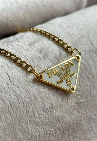 gold and white prada necklace|prada reworked necklace.